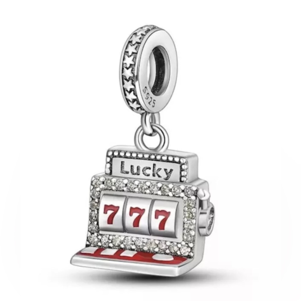 NWOT Lucky Casino Slot Machine Las Vegas Dangle Charm Sterling Silver 925
